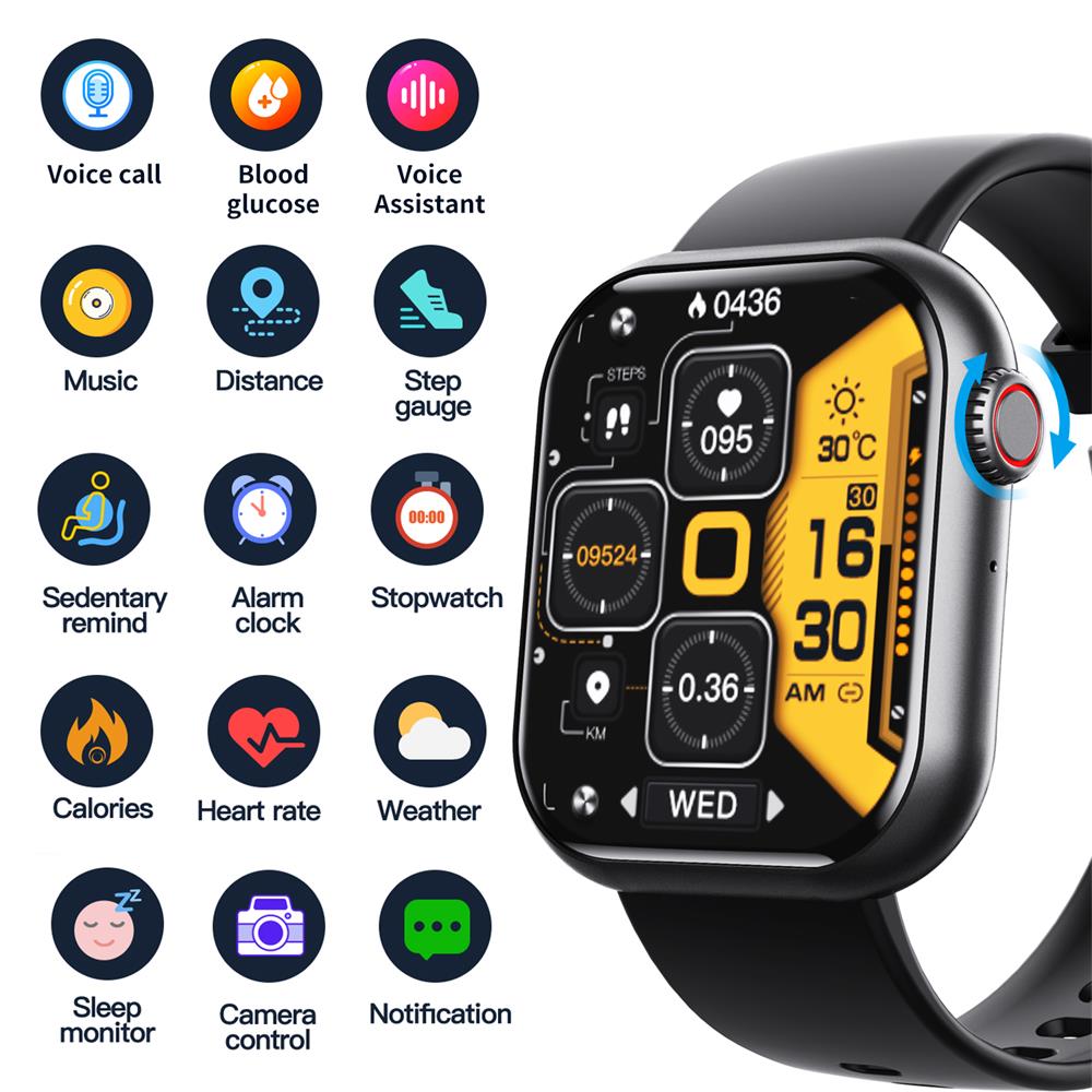 Zelara F57 Blood glucose Blood pressure Heart rate Blood oxygen Sleep monitoring Waterproof smartwatch
