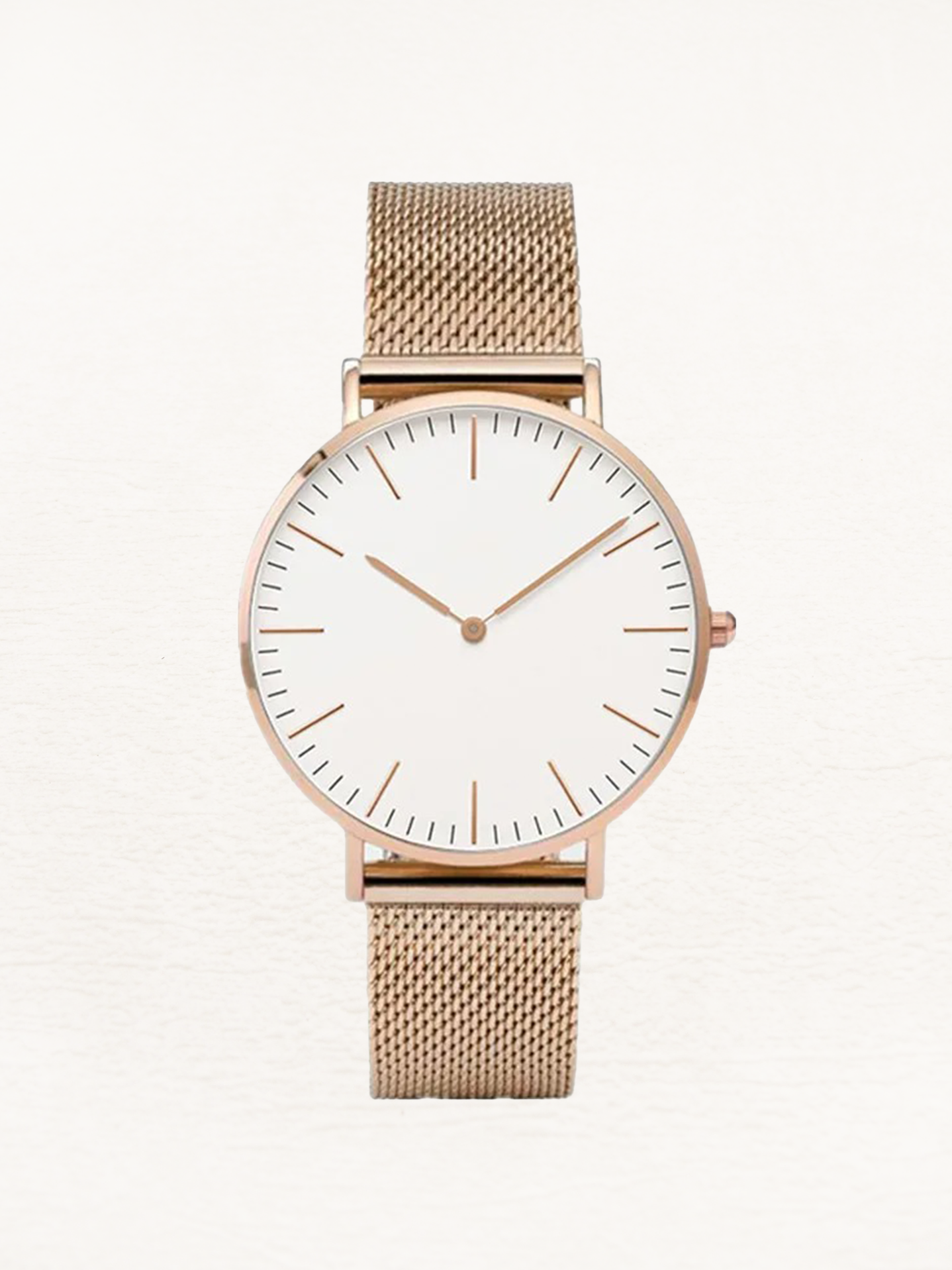 Daphne Women's stainless steel quartz watch with rose gold-white round case