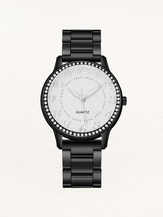 Eva | Women's quartz watch with round case and cubic zirconia