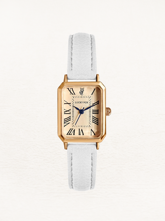 Florenza | Elegant women's watch with square gold case and leather strap