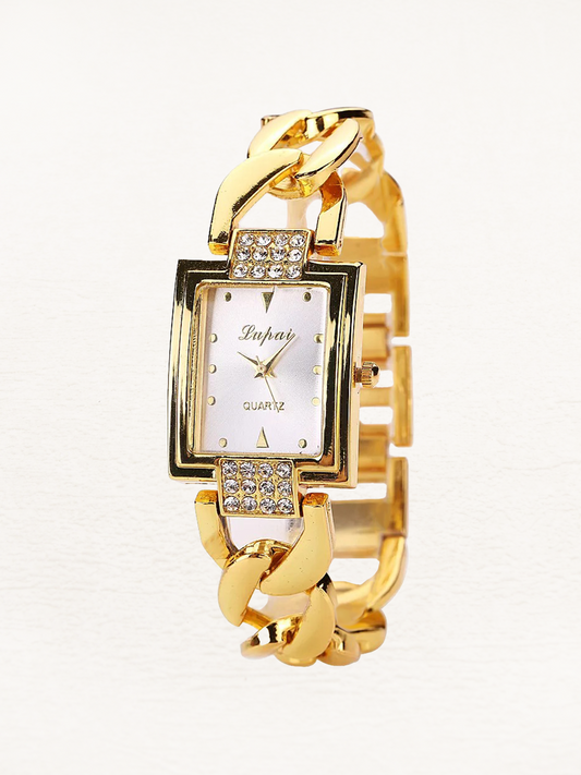 Iris | Ladies stainless steel watch with square plated case