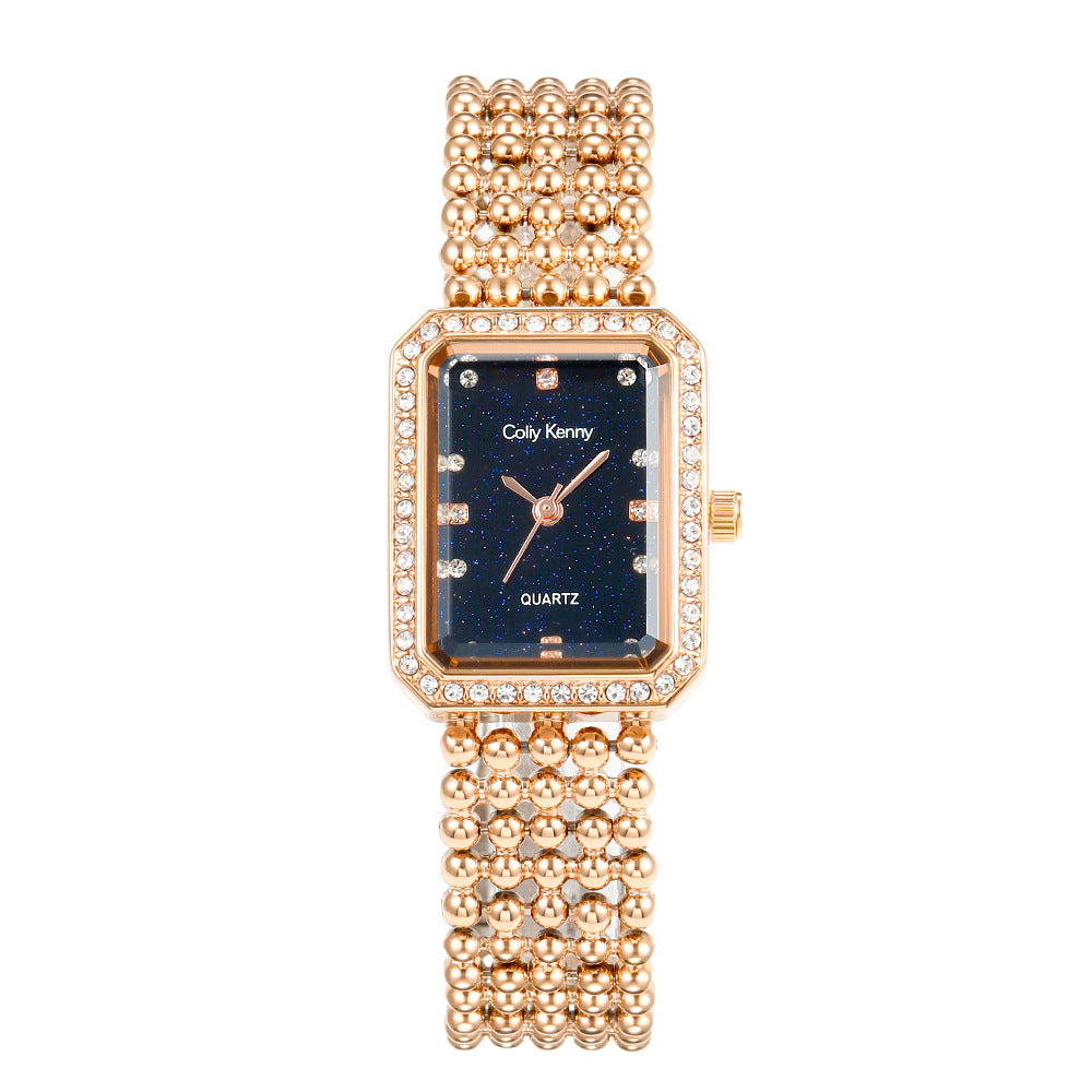 Women's luxury square watch with shell and starry sky