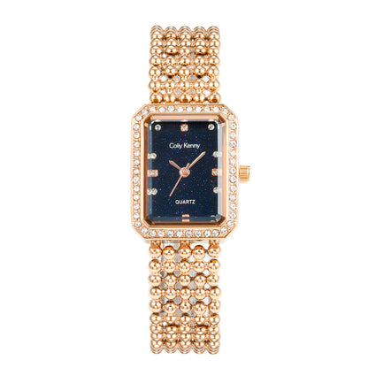 Women's luxury square watch with shell and starry sky