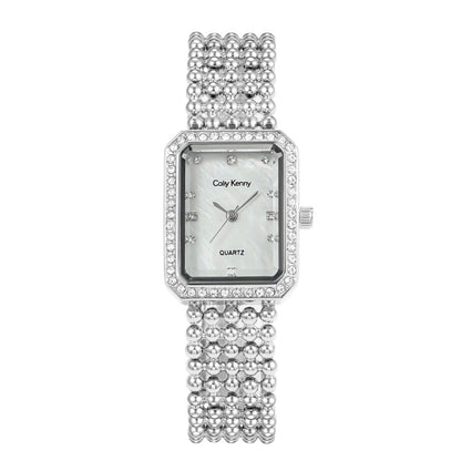 Women's luxury square watch with shell and starry sky