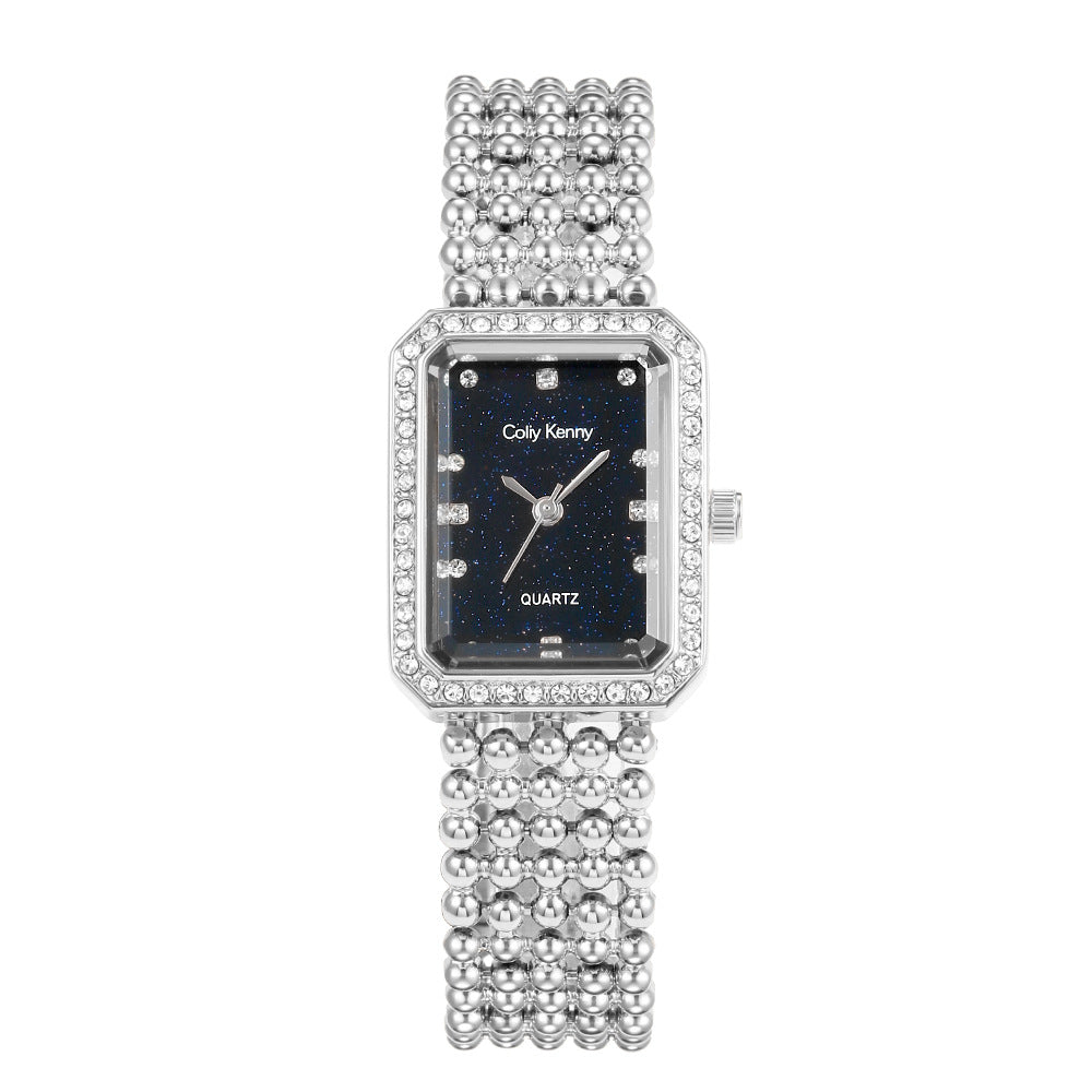 Women's luxury square watch with shell and starry sky