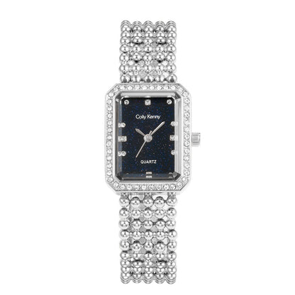 Women's luxury square watch with shell and starry sky