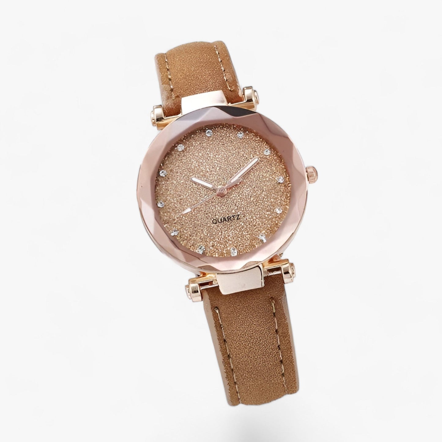Round dial clock with luminous rhinestones
