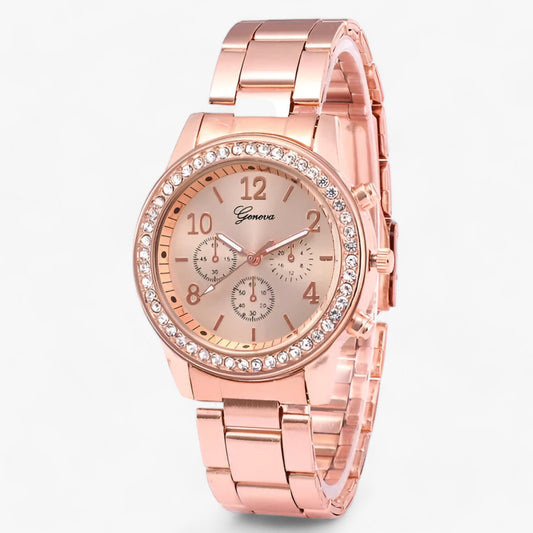 Round clock with rhinestones